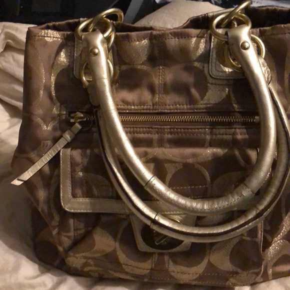 Gold and bronze coach bag - Picture 4 of 5